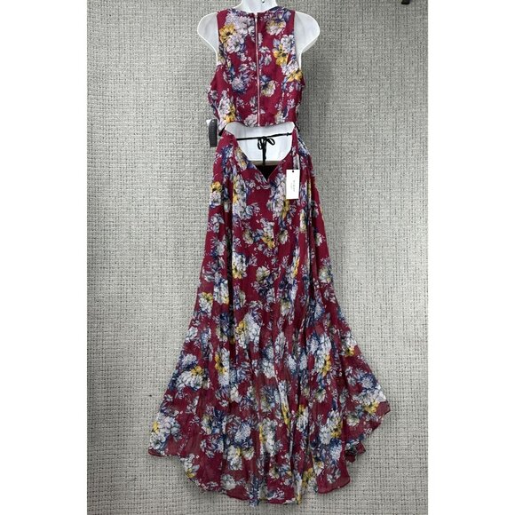 Ali & Jay Maxi Dress Womens Size M Multicolor Bohemian Rhapsody Floral Cut Out - Picture 2 of 13